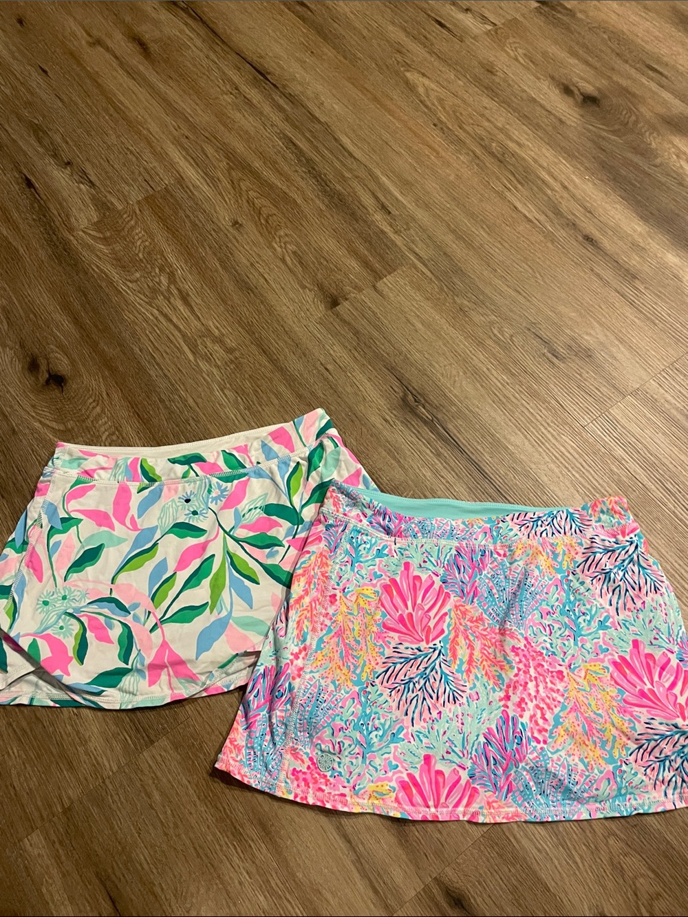 Lilly Pulitzer Light Aqua Swim Bottoms with Multicolor Floral Trim